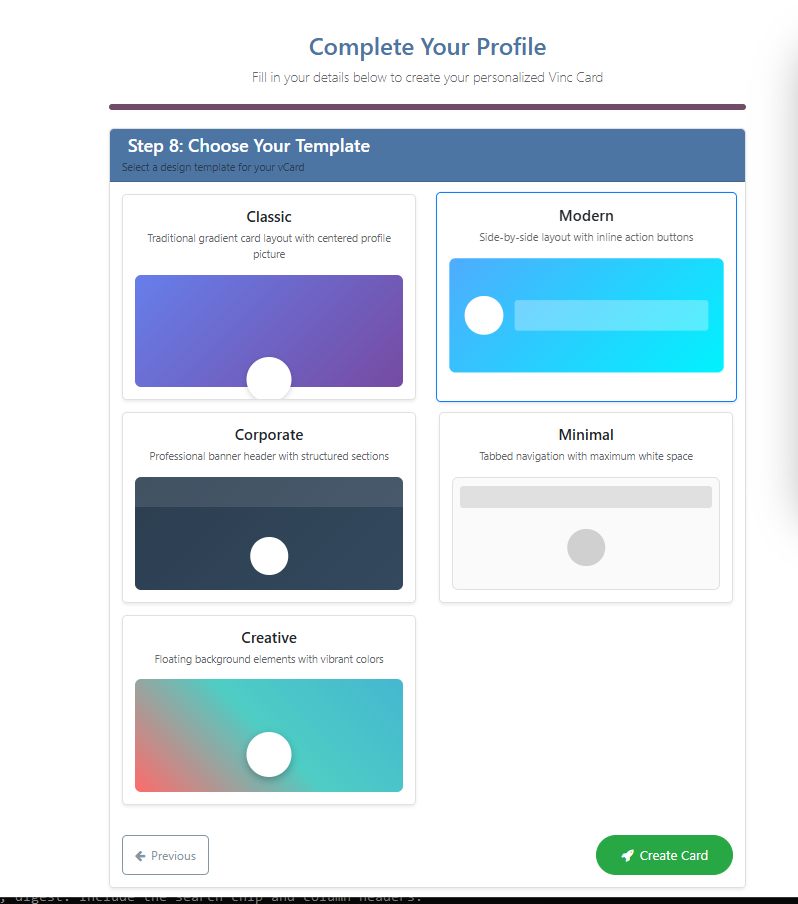 The five template thumbnails from the /get-started template picker